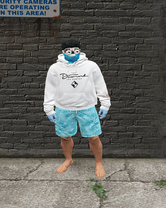 Fam Outfit |  Weißer Diamond Hoodie + Blaue Hose